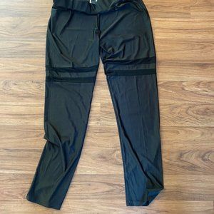 SHEIN Black Mesh Insert Leggings - XL - Elastic Waist